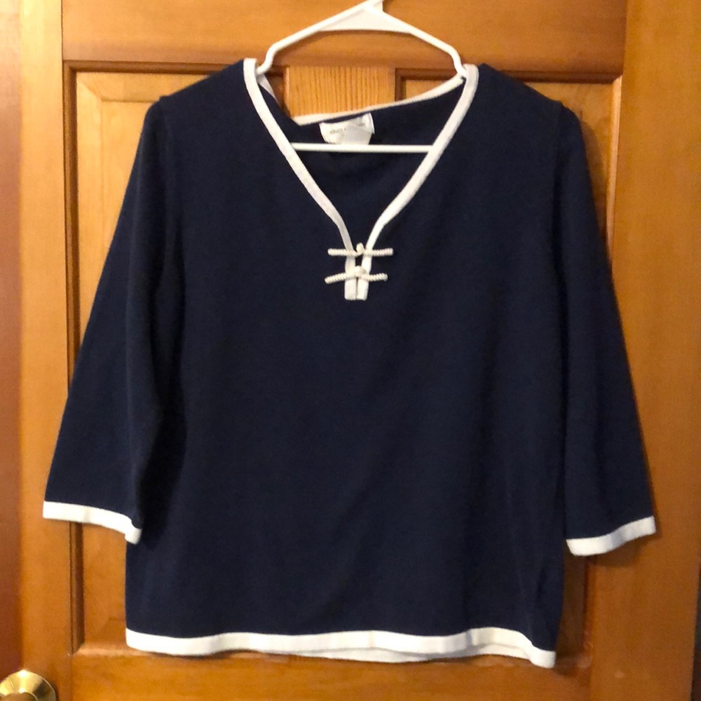 Cute, Nautical navy blue and white, 3/4 sleeves, 100% cotton.